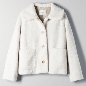 Aritzia Wilfred Cream Sherpa Button Up Collared Jacket size XS
